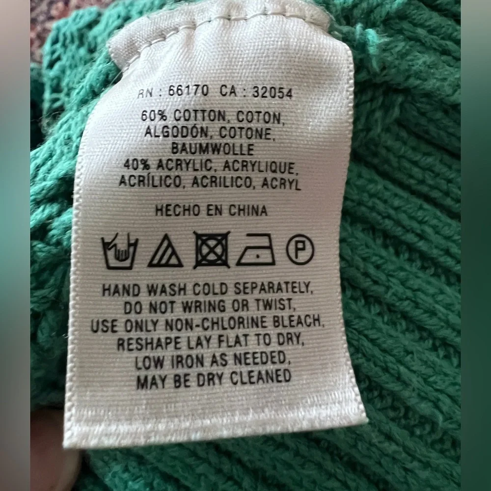 Anthropologie Far Away From Close Green Crochet long line  Cardigan Medium - Picture 5 of 6